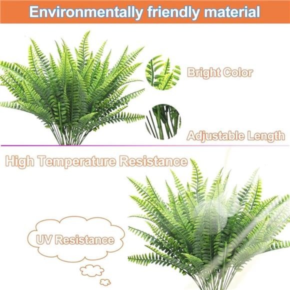 8 Bundles Fake Plants Artificial Flowers for Outdoors Summer Decor UV Resistant - Picture 3 of 7